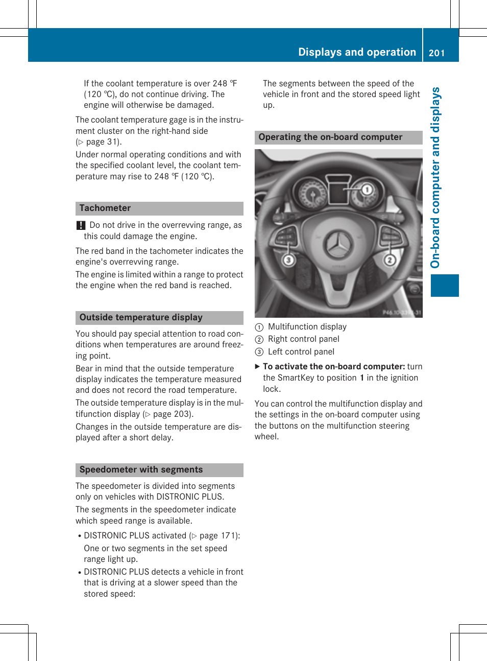 On-board computer and displays, Displays and operation | Mercedes-Benz CLA-Class 2015 User Manual | Page 203 / 362