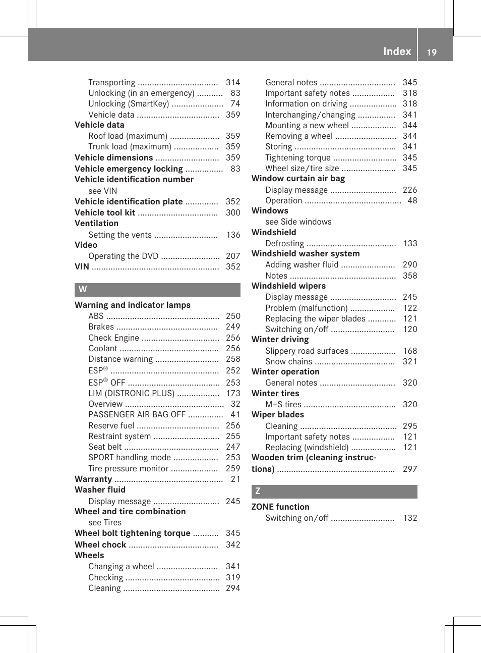 Index | Mercedes-Benz CLA-Class 2015 User Manual | Page 21 / 362