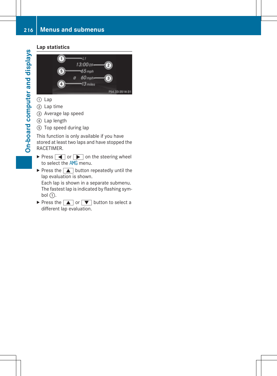 On-b oar d comp ut er and disp lay s, Menus and submenus | Mercedes-Benz CLA-Class 2015 User Manual | Page 218 / 362