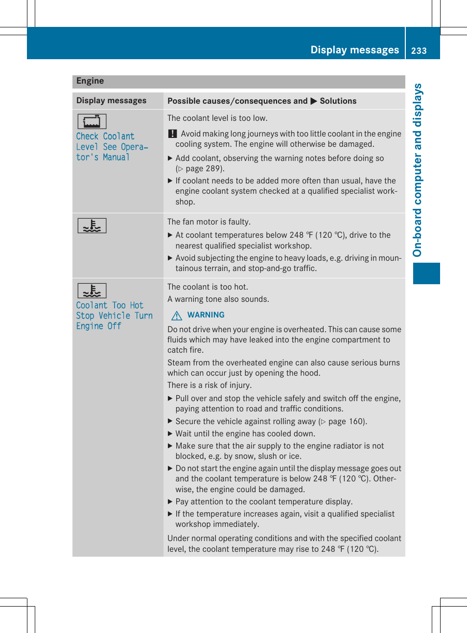 On- boar d comp ut er and dis pla ys, Display messages | Mercedes-Benz CLA-Class 2015 User Manual | Page 235 / 362