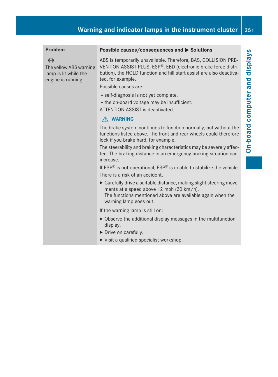 On-board computer and displays | Mercedes-Benz CLA-Class 2015 User Manual | Page 253 / 362