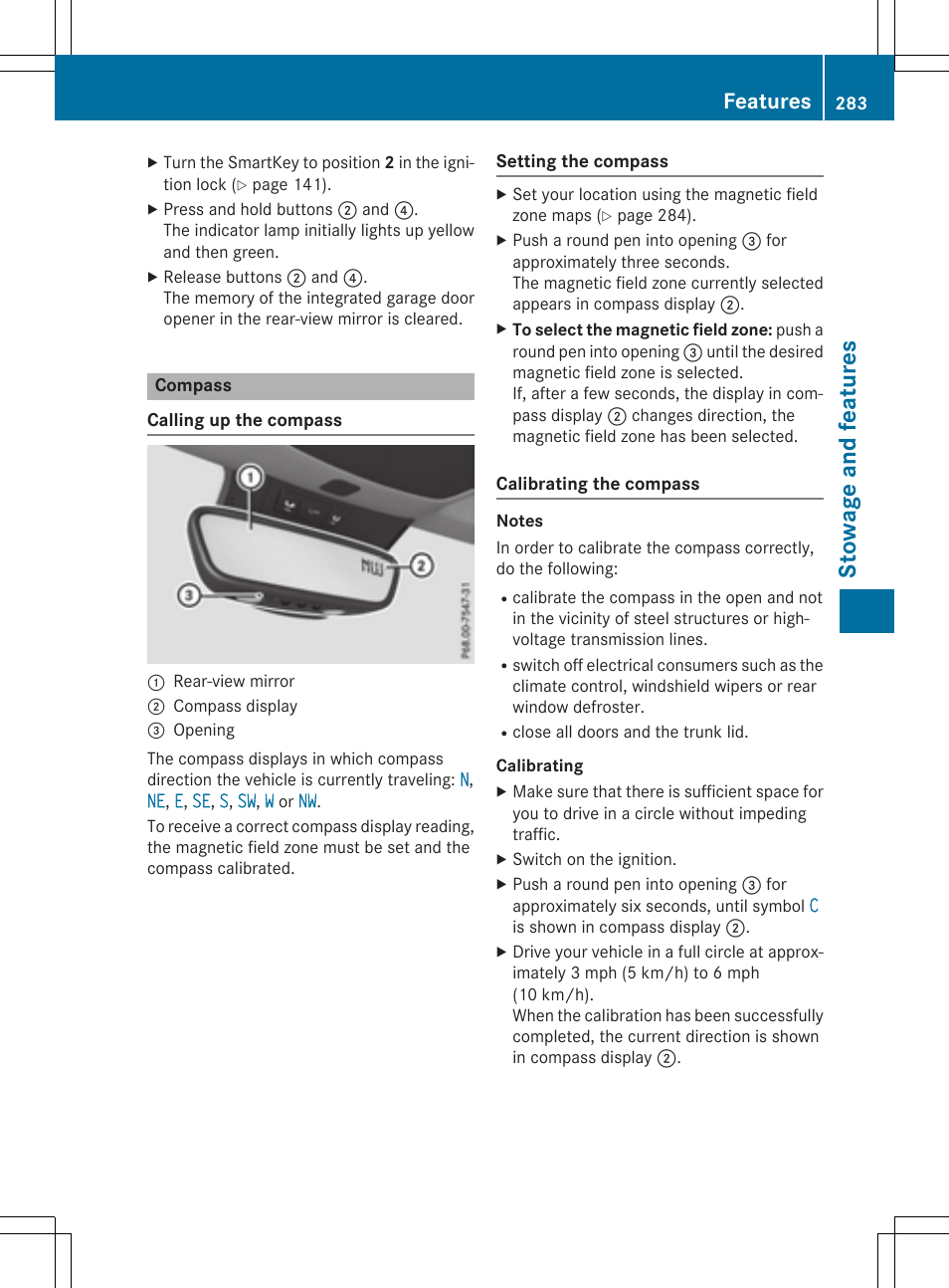 Stowage and features, Features | Mercedes-Benz CLA-Class 2015 User Manual | Page 285 / 362