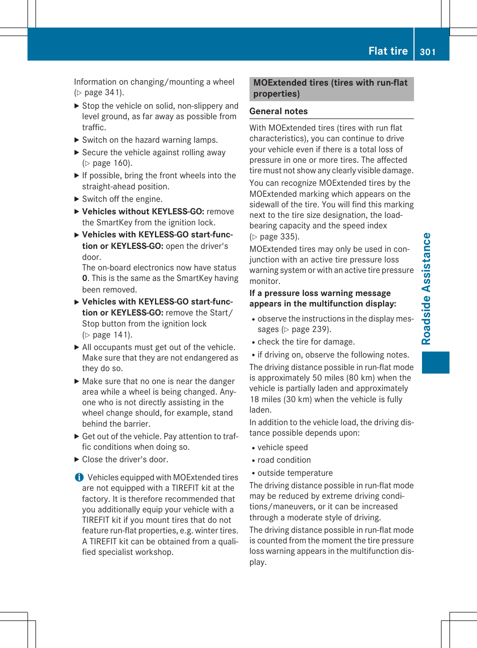 Roadside assistance, Flat tire | Mercedes-Benz CLA-Class 2015 User Manual | Page 303 / 362