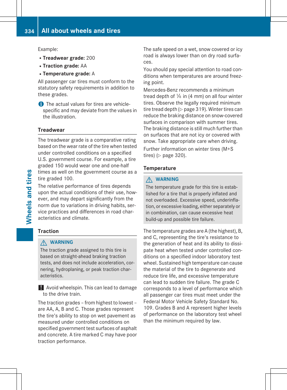 Whe el s and tire s, All about wheels and tires | Mercedes-Benz CLA-Class 2015 User Manual | Page 336 / 362