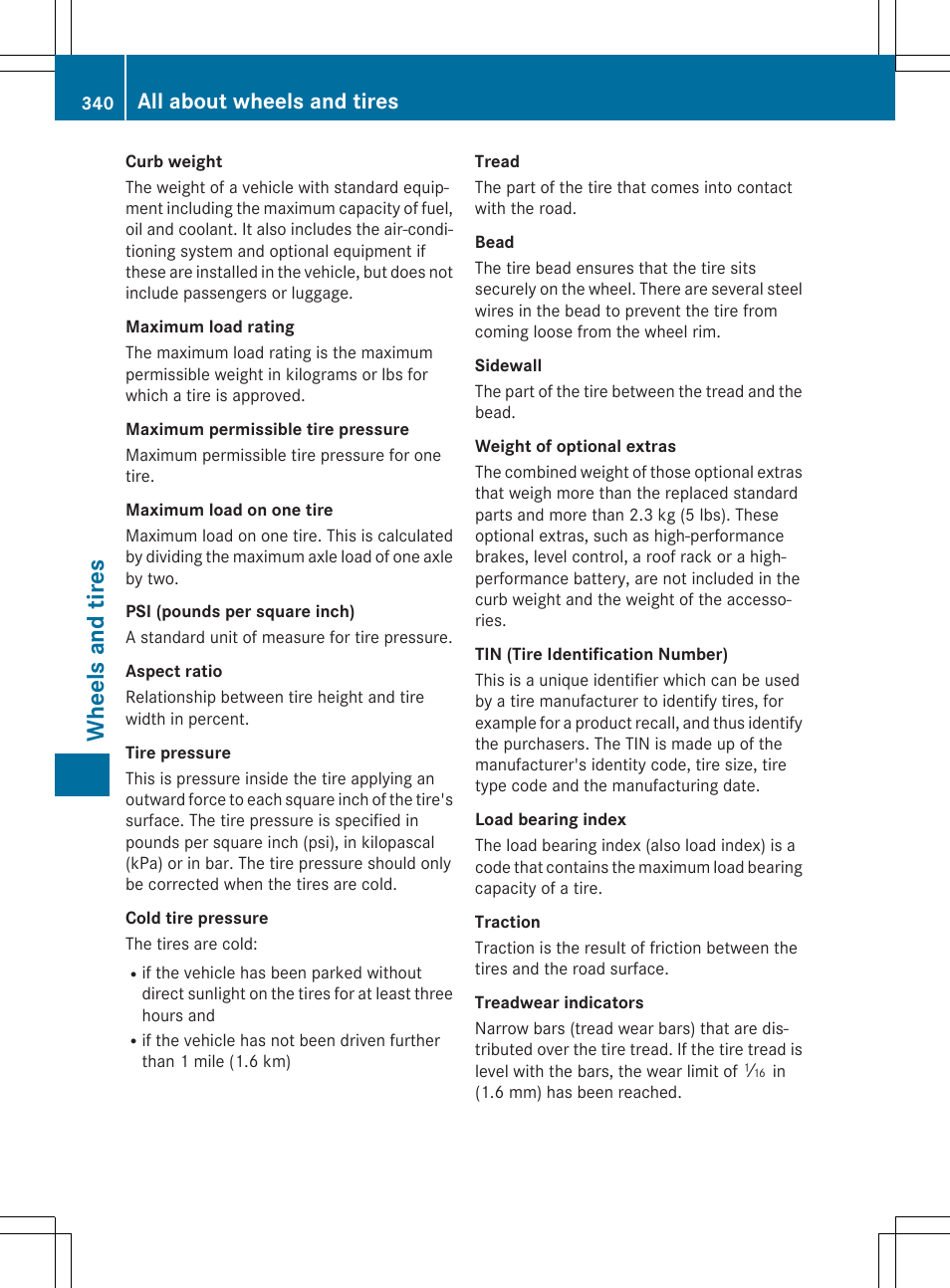 Wh eels and tir es, All about wheels and tires | Mercedes-Benz CLA-Class 2015 User Manual | Page 342 / 362