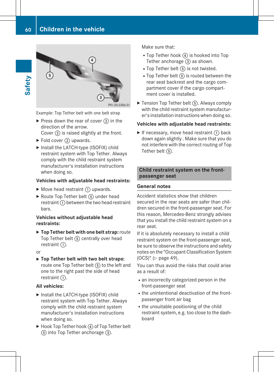 Safe ty, Children in the vehicle | Mercedes-Benz CLA-Class 2015 User Manual | Page 62 / 362