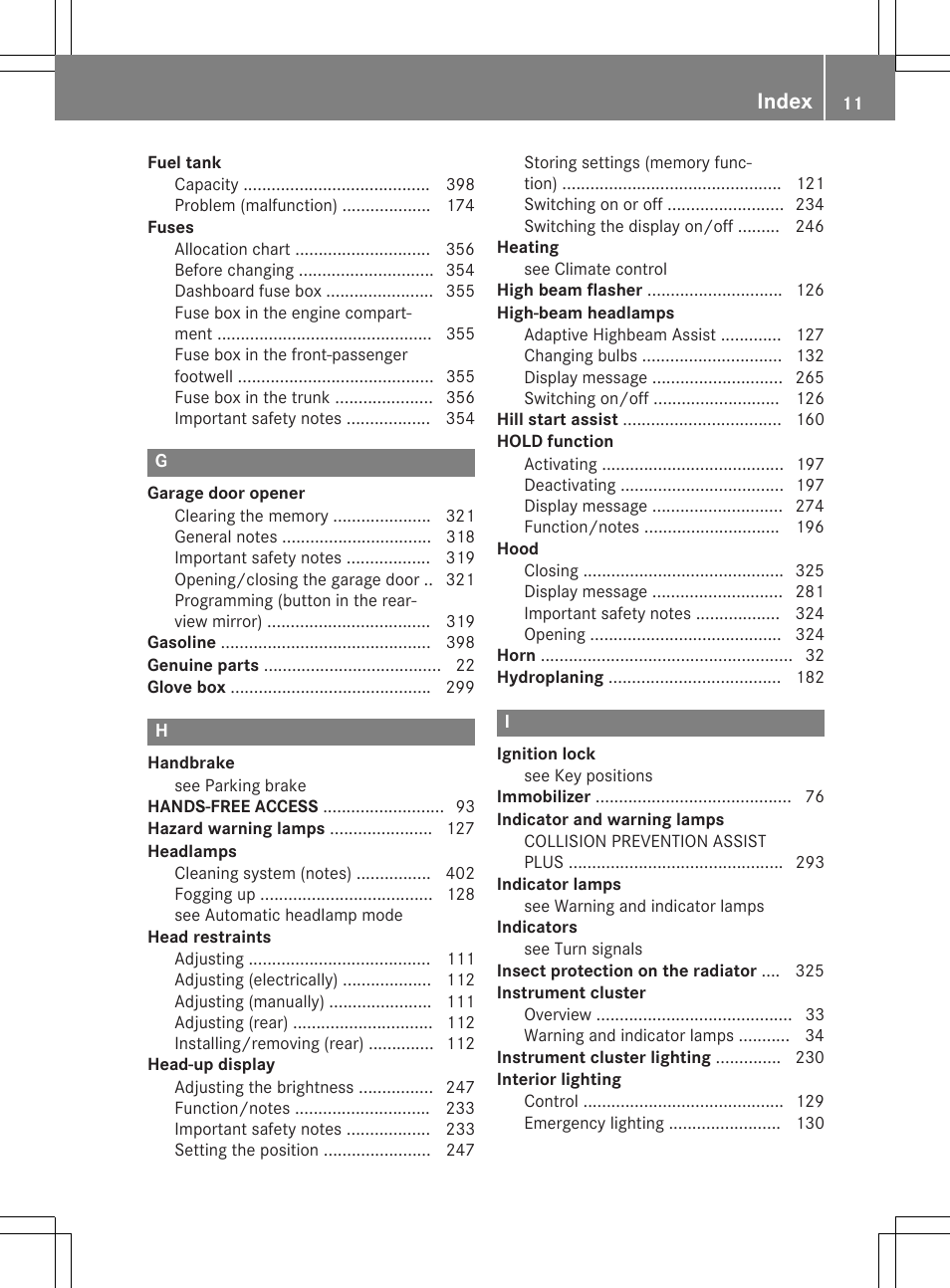 Index | Mercedes-Benz C-Sedan 2015 Owners Manual User Manual | Page 13 / 406