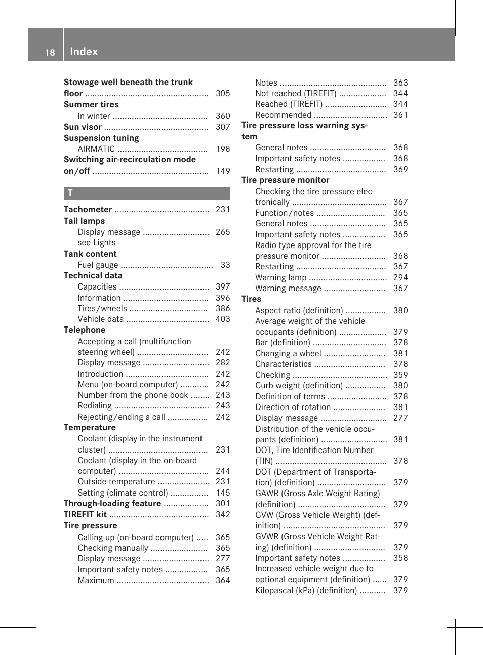 Index | Mercedes-Benz C-Sedan 2015 Owners Manual User Manual | Page 20 / 406