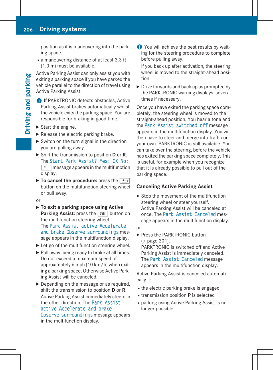 Driving and parking, Driving systems | Mercedes-Benz C-Sedan 2015 Owners Manual User Manual | Page 208 / 406