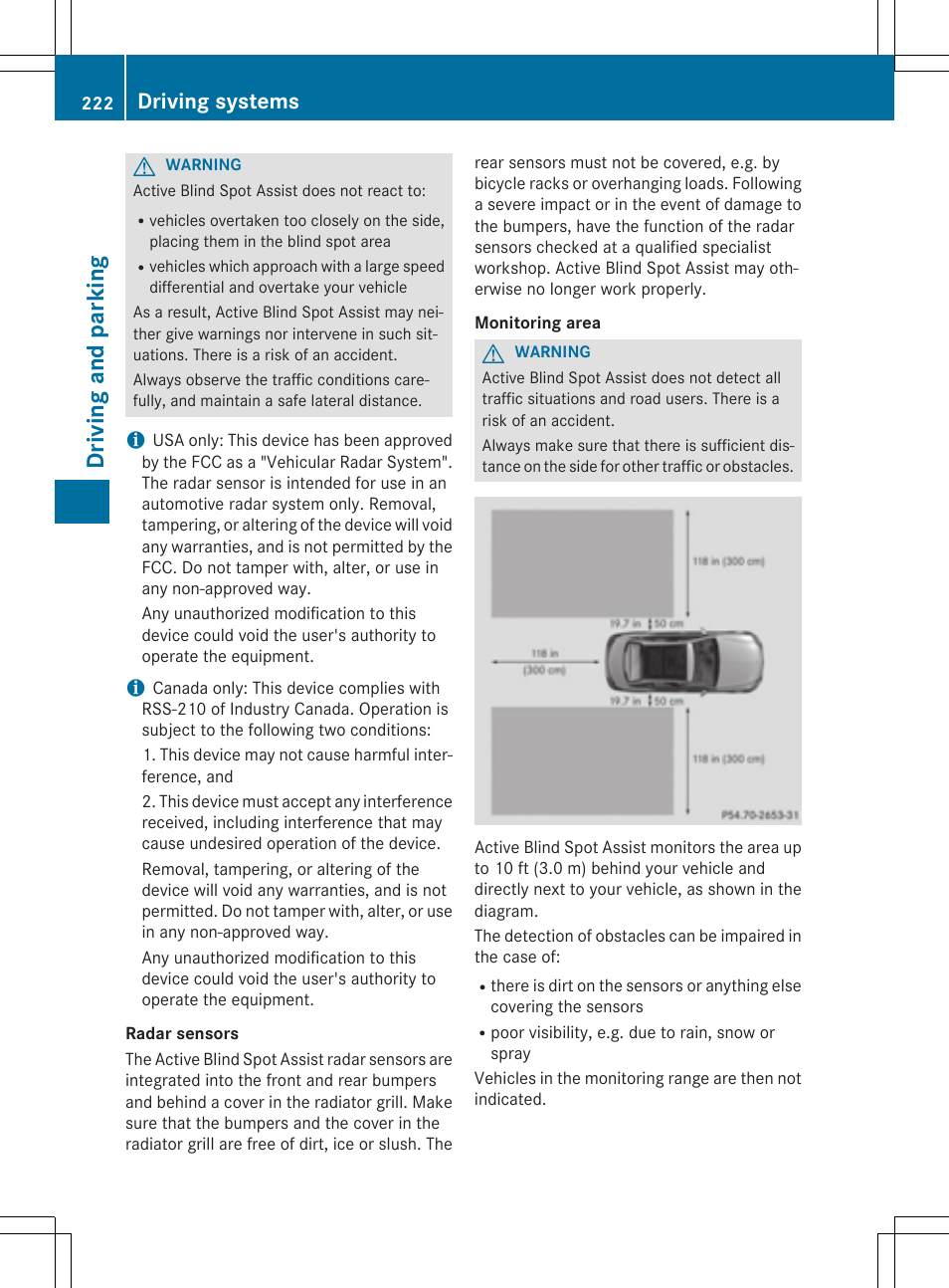 Drivi ng and parking, Driving systems | Mercedes-Benz C-Sedan 2015 Owners Manual User Manual | Page 224 / 406