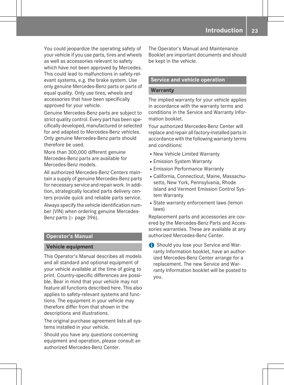 Introduction | Mercedes-Benz C-Sedan 2015 Owners Manual User Manual | Page 25 / 406