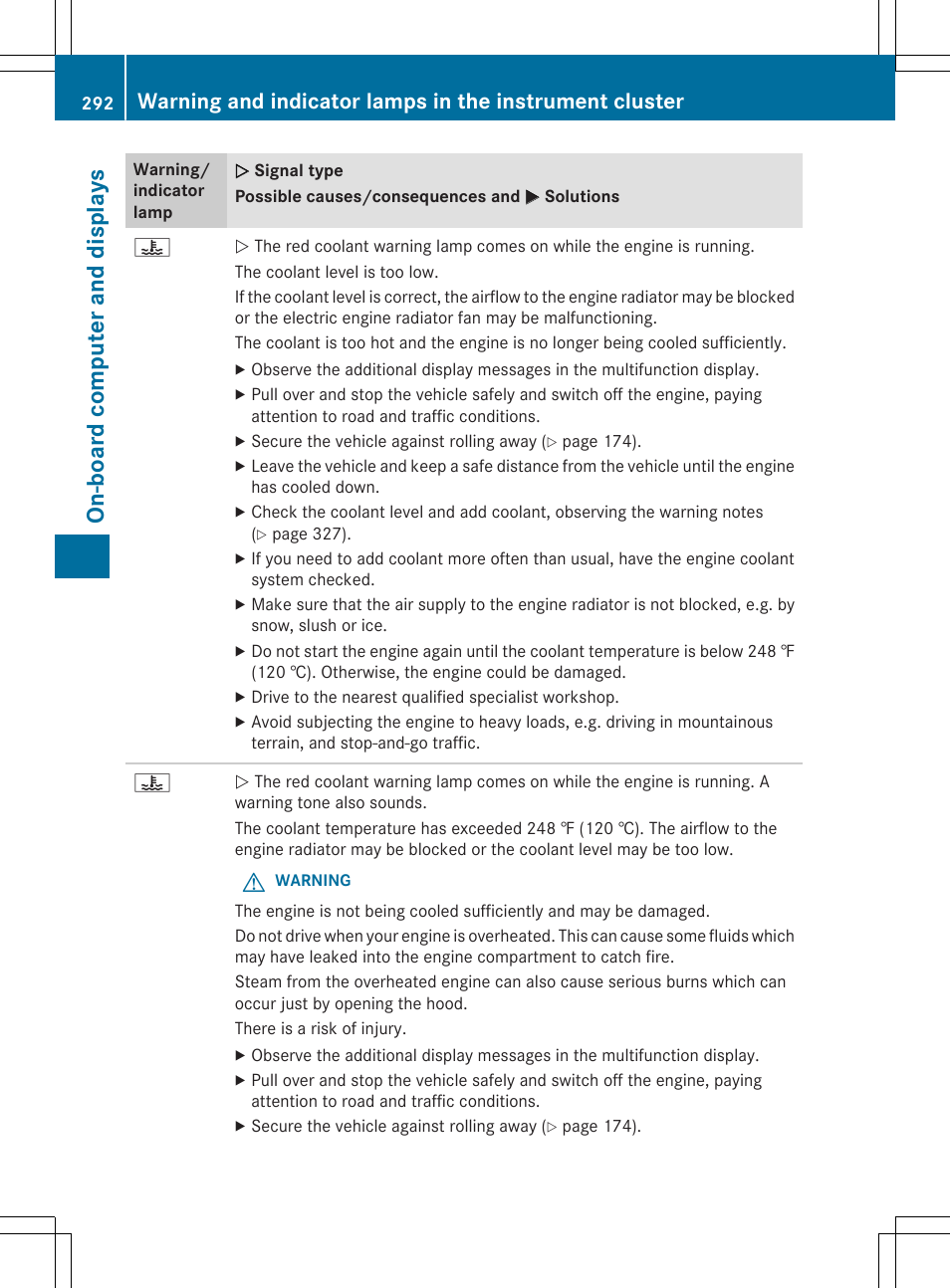 On-bo ard computer and displays | Mercedes-Benz C-Sedan 2015 Owners Manual User Manual | Page 294 / 406