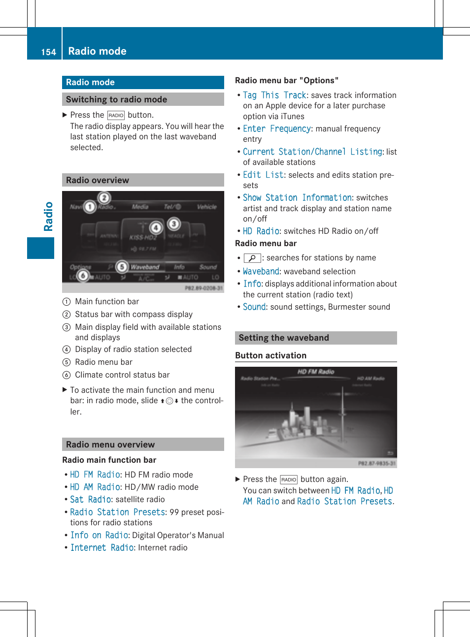 Radio, Radio mode | Mercedes-Benz C-Sedan 2015 COMAND Manual User Manual | Page 156 / 214