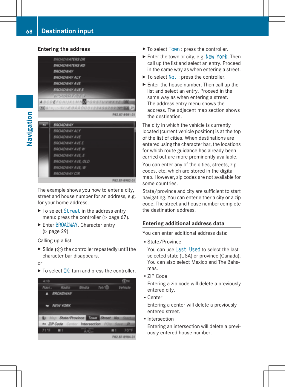 Na viga tion, Destination input | Mercedes-Benz C-Sedan 2015 COMAND Manual User Manual | Page 70 / 214