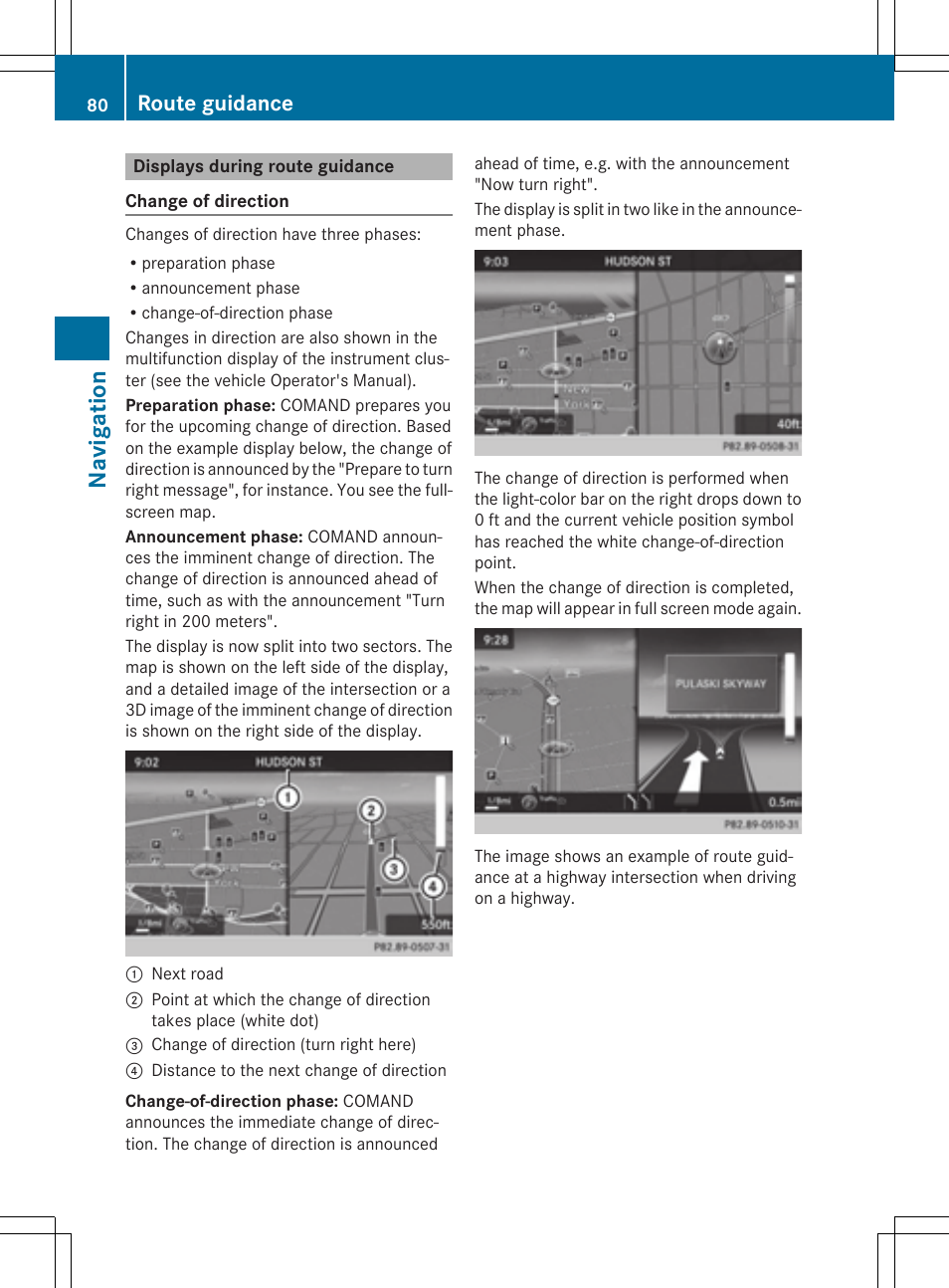 Navi ga tio n, Route guidance | Mercedes-Benz C-Sedan 2015 COMAND Manual User Manual | Page 82 / 214