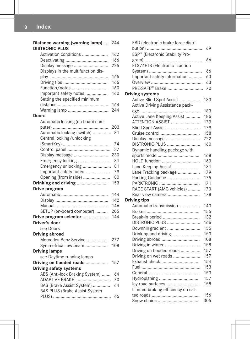 Index | Mercedes-Benz C-Coupe 2015 Owners Manual User Manual | Page 10 / 354