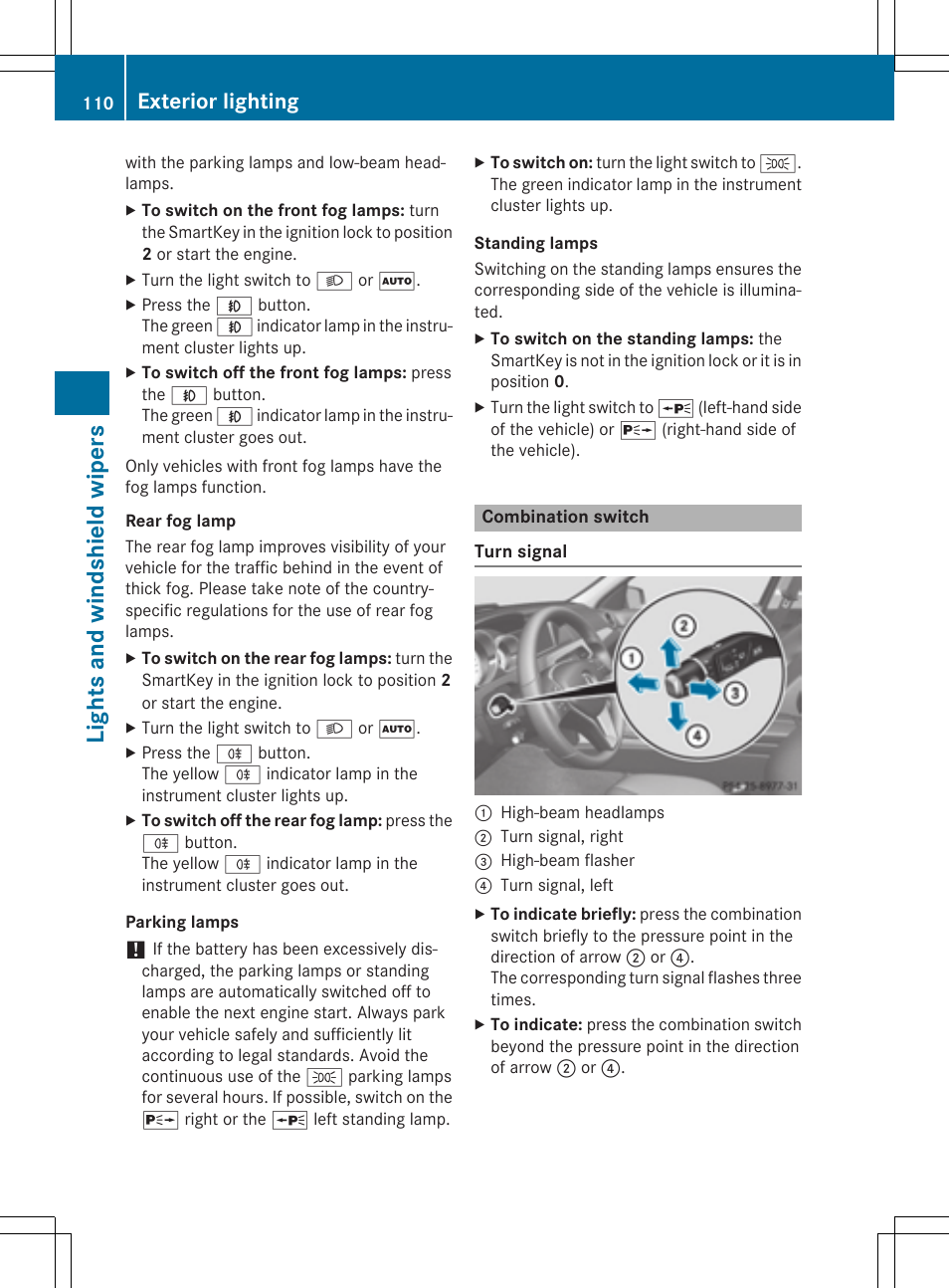 Light s and windsh ield wiper s, Exterior lighting | Mercedes-Benz C-Coupe 2015 Owners Manual User Manual | Page 112 / 354