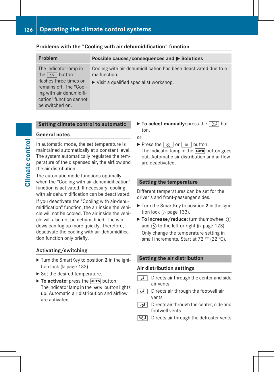 Climate control, Operating the climate control systems | Mercedes-Benz C-Coupe 2015 Owners Manual User Manual | Page 128 / 354