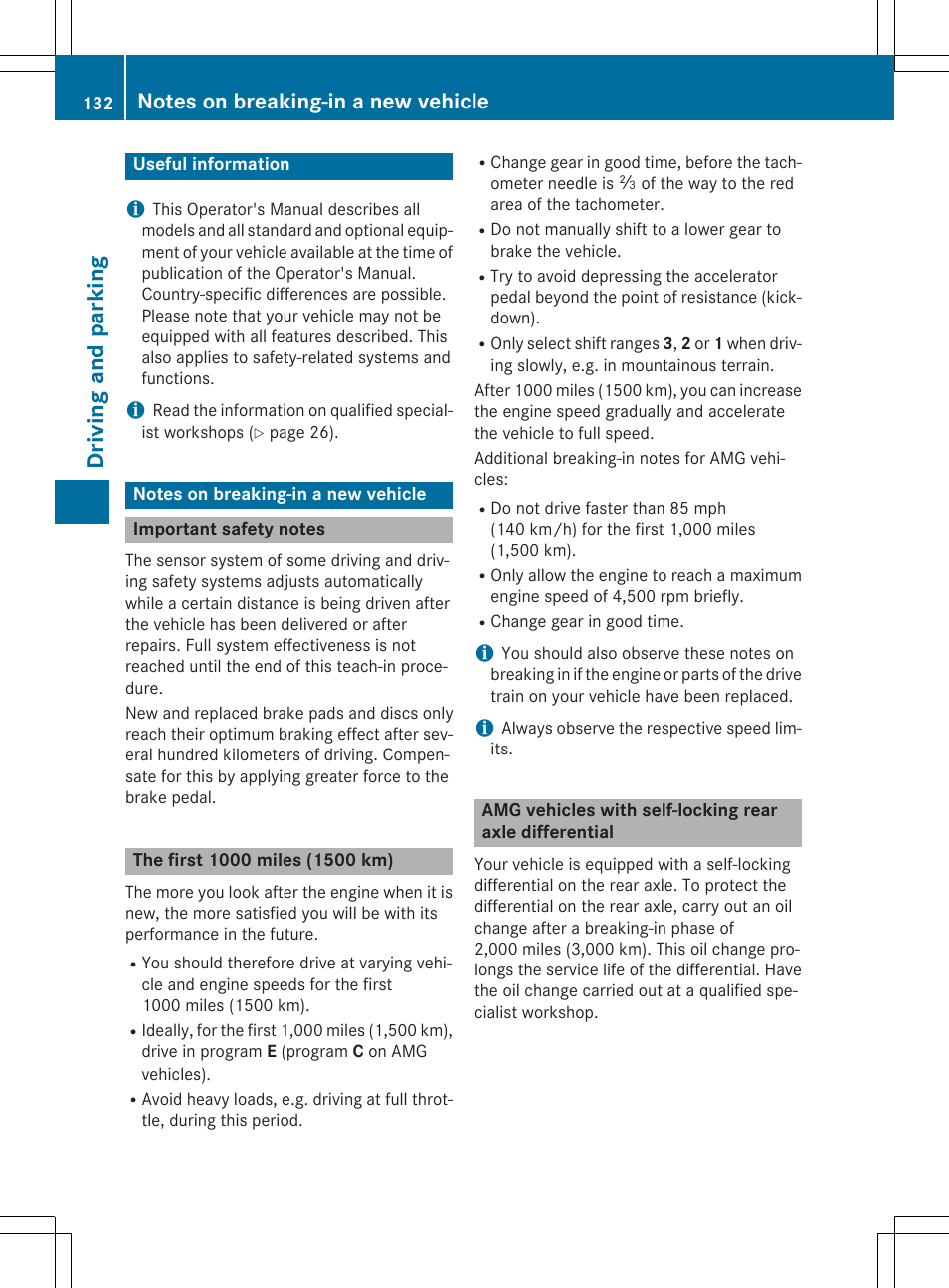 Driving and parking | Mercedes-Benz C-Coupe 2015 Owners Manual User Manual | Page 134 / 354