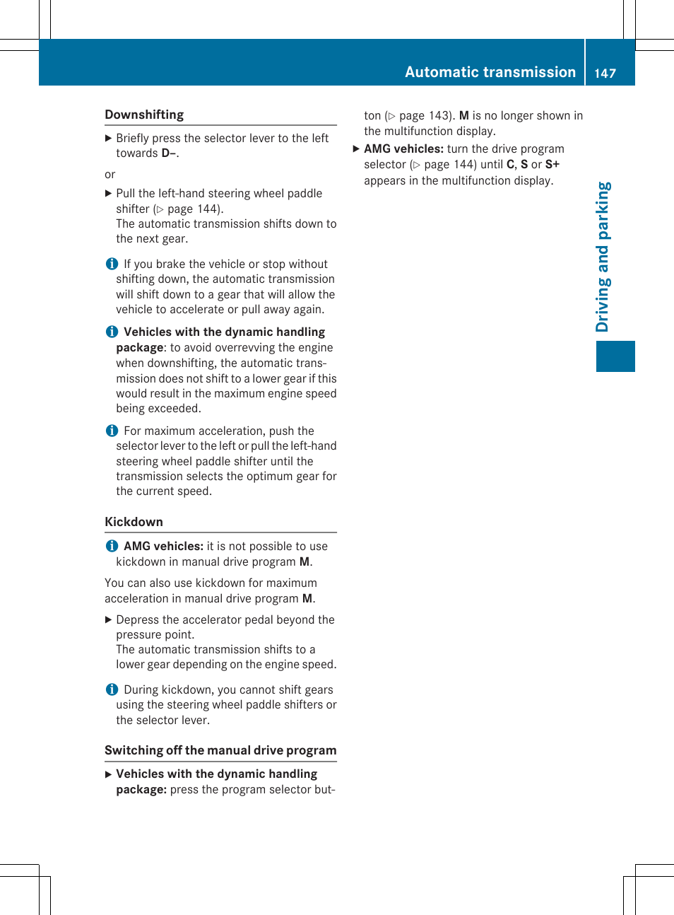 Dri ving an d pa rki ng, Automatic transmission | Mercedes-Benz C-Coupe 2015 Owners Manual User Manual | Page 149 / 354
