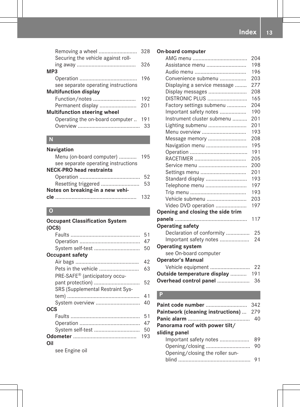 Index | Mercedes-Benz C-Coupe 2015 Owners Manual User Manual | Page 15 / 354