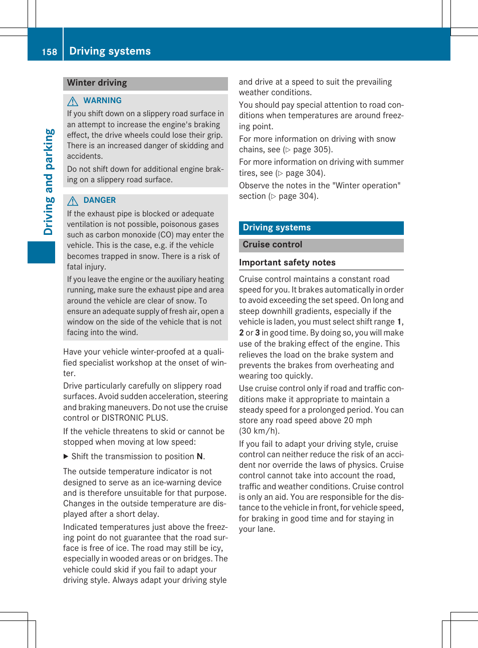 Driv ing and parking, Driving systems | Mercedes-Benz C-Coupe 2015 Owners Manual User Manual | Page 160 / 354