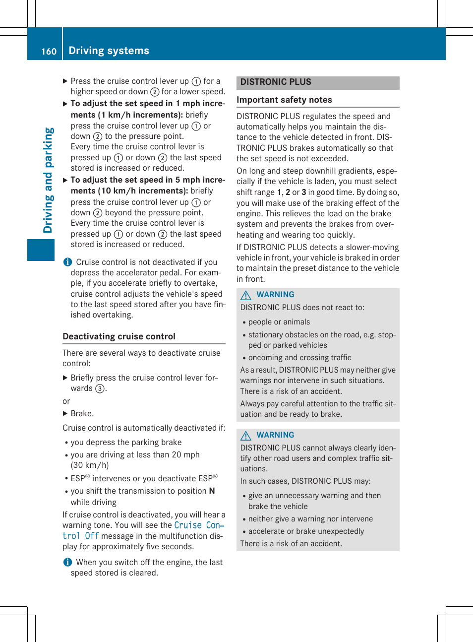 Dr ivi ng an d parki ng, Driving systems | Mercedes-Benz C-Coupe 2015 Owners Manual User Manual | Page 162 / 354