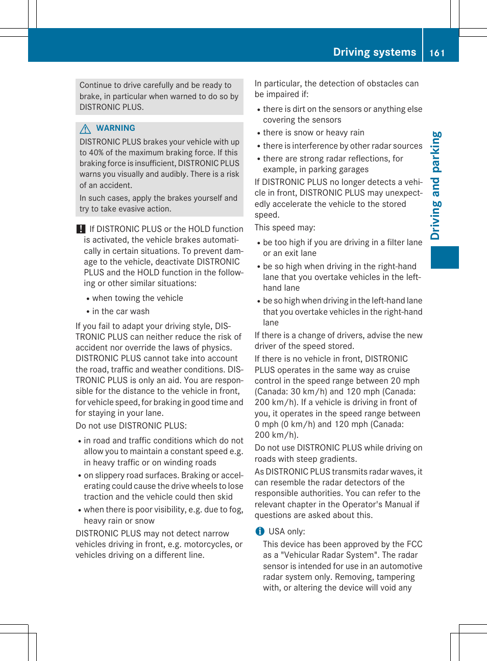 Driv ing and pa rk ing, Driving systems | Mercedes-Benz C-Coupe 2015 Owners Manual User Manual | Page 163 / 354