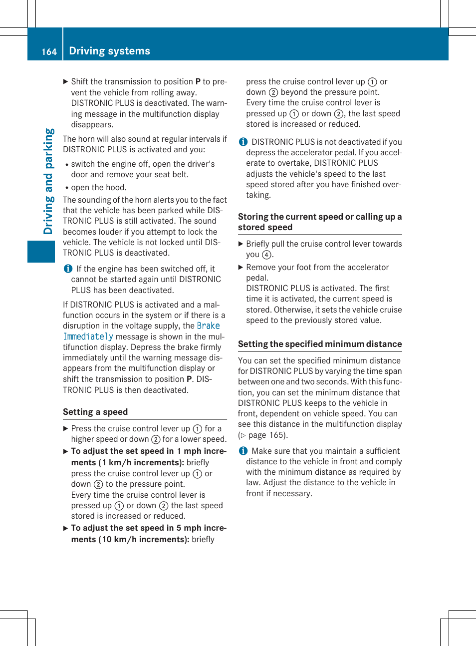 Dri vi ng and parkin g, Driving systems | Mercedes-Benz C-Coupe 2015 Owners Manual User Manual | Page 166 / 354