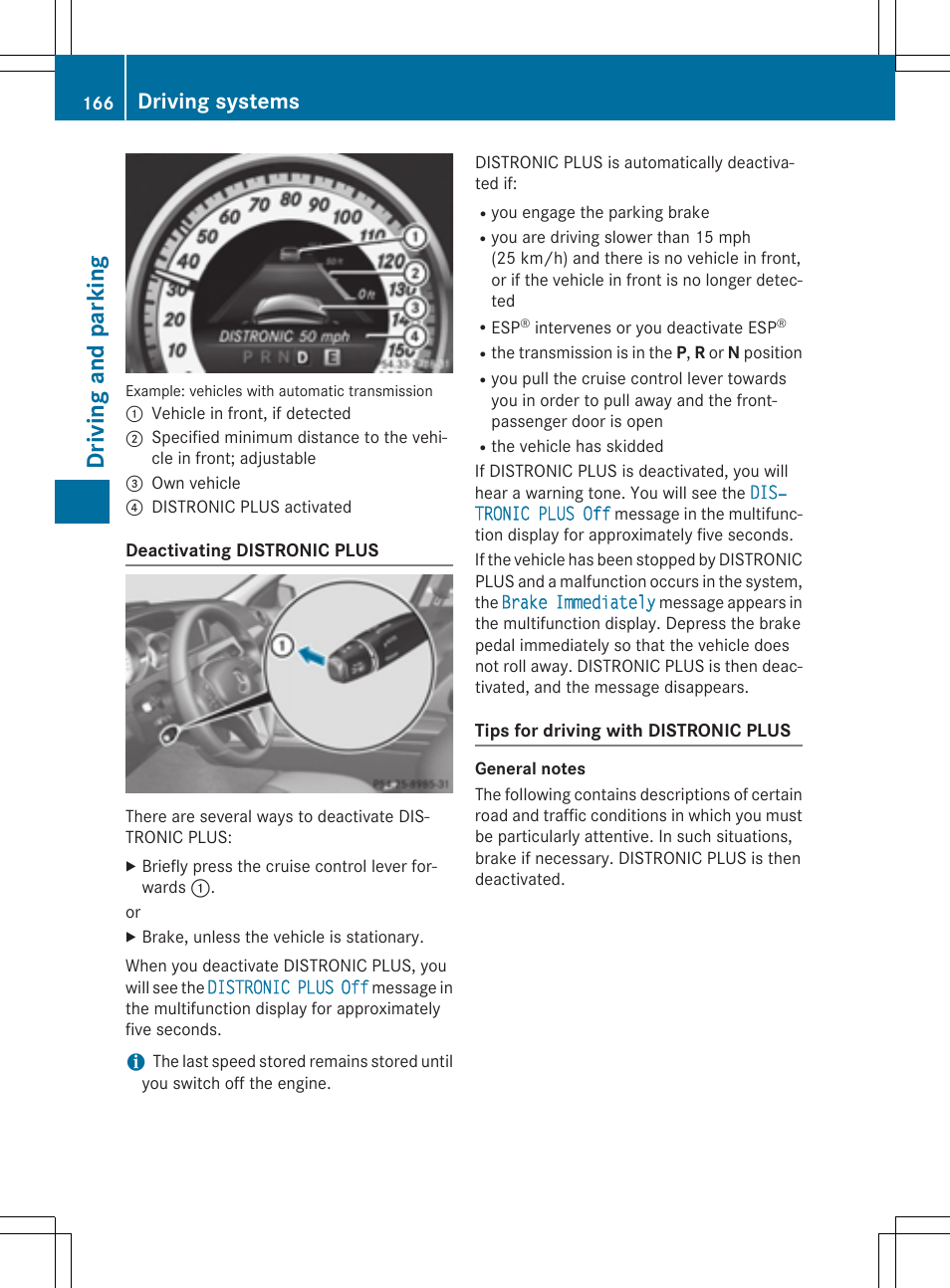 Dr ivi ng an d parki ng, Driving systems | Mercedes-Benz C-Coupe 2015 Owners Manual User Manual | Page 168 / 354