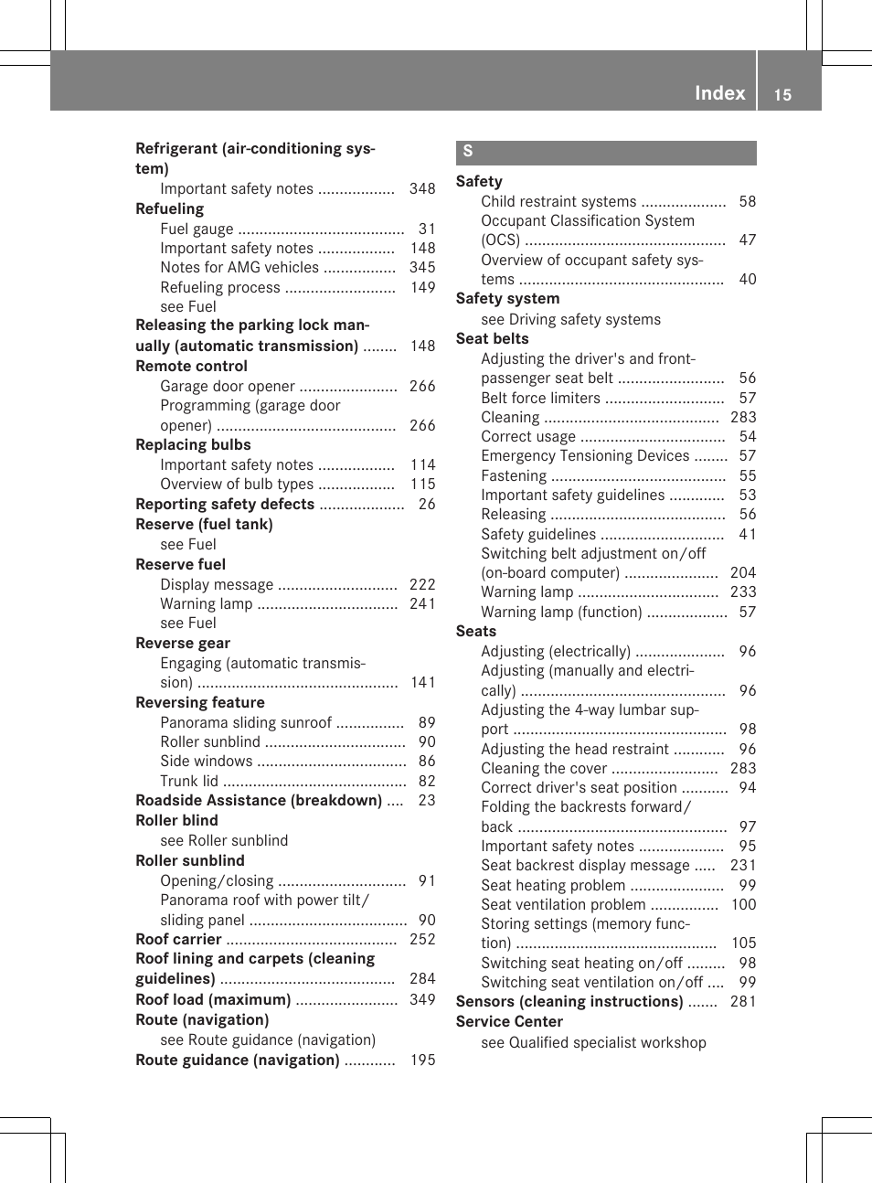 Index | Mercedes-Benz C-Coupe 2015 Owners Manual User Manual | Page 17 / 354