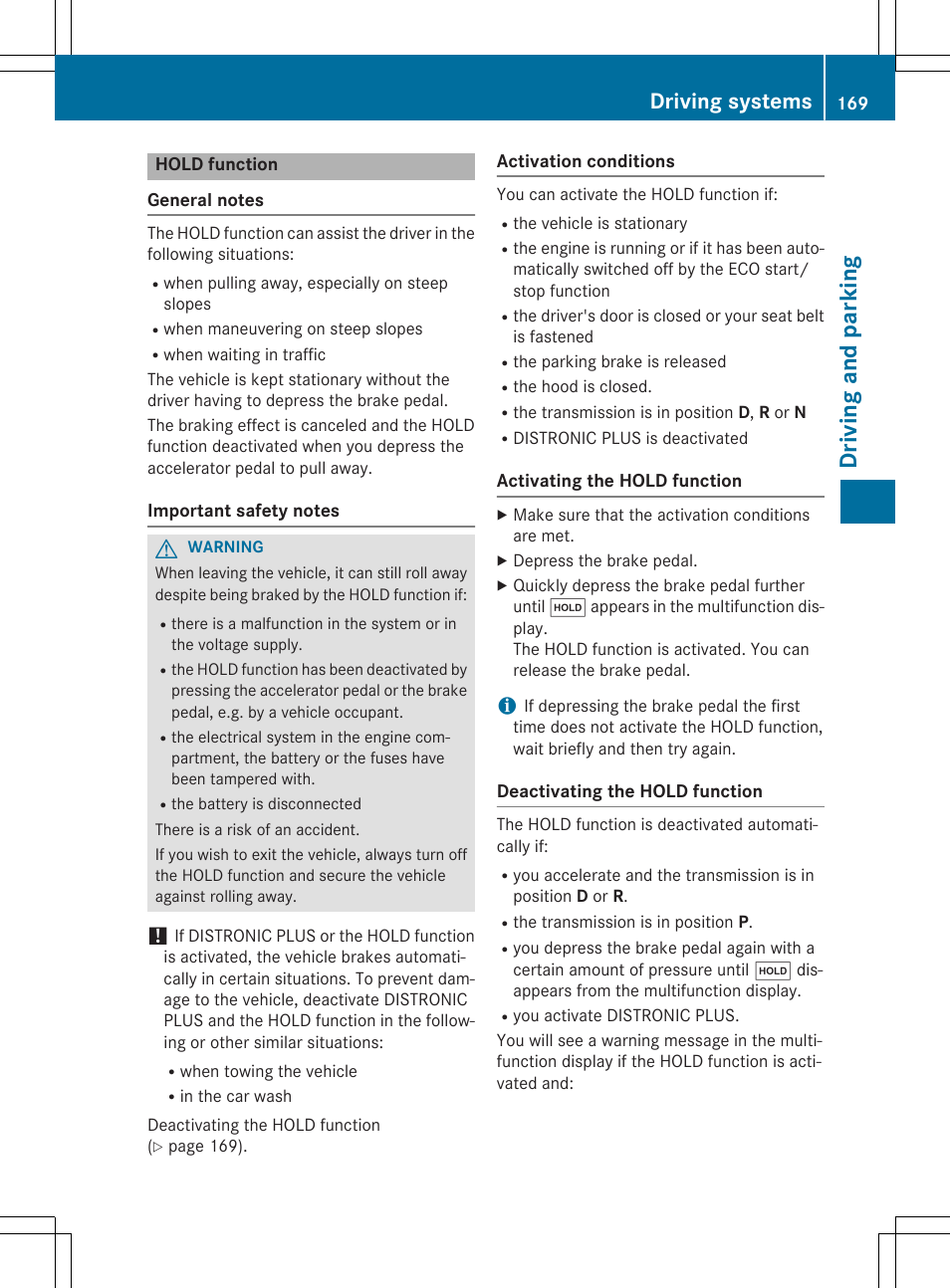 Driving and parking, Driving systems | Mercedes-Benz C-Coupe 2015 Owners Manual User Manual | Page 171 / 354