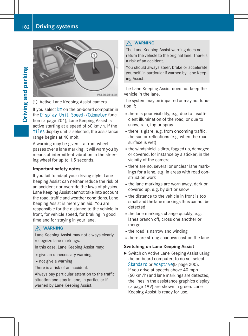 Dri ving and parking, Driving systems | Mercedes-Benz C-Coupe 2015 Owners Manual User Manual | Page 184 / 354