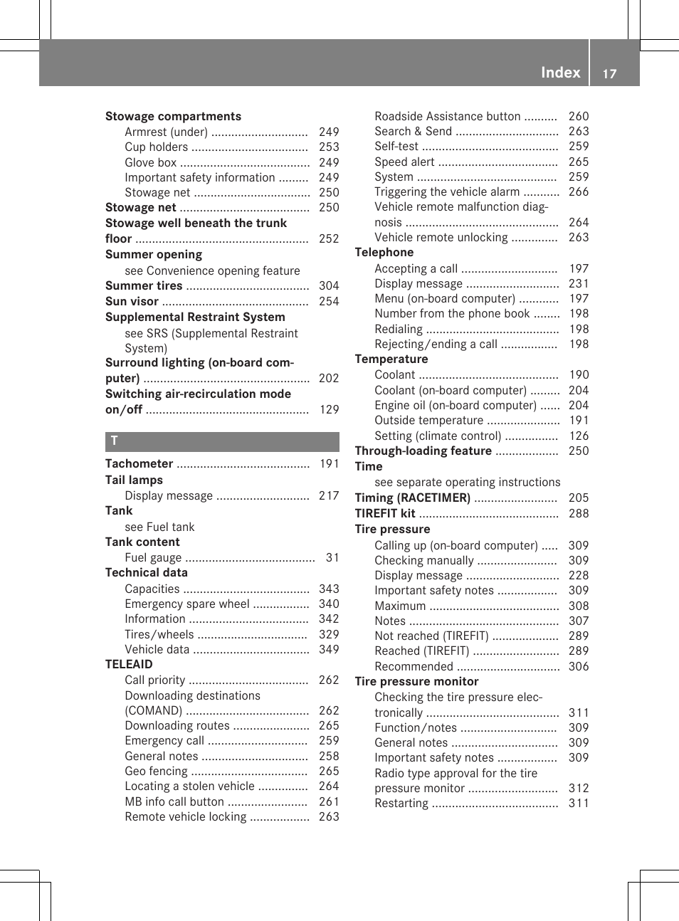 Index | Mercedes-Benz C-Coupe 2015 Owners Manual User Manual | Page 19 / 354