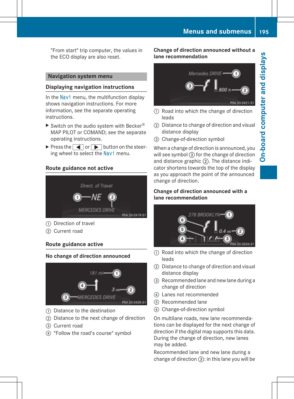 On- boar d comp ut er and dis pla ys, Menus and submenus | Mercedes-Benz C-Coupe 2015 Owners Manual User Manual | Page 197 / 354