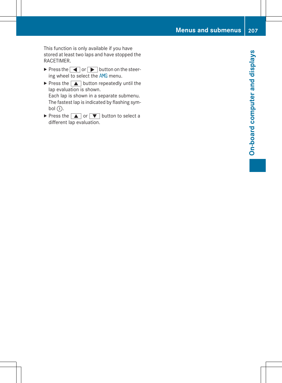 On-board computer and display s, Menus and submenus | Mercedes-Benz C-Coupe 2015 Owners Manual User Manual | Page 209 / 354