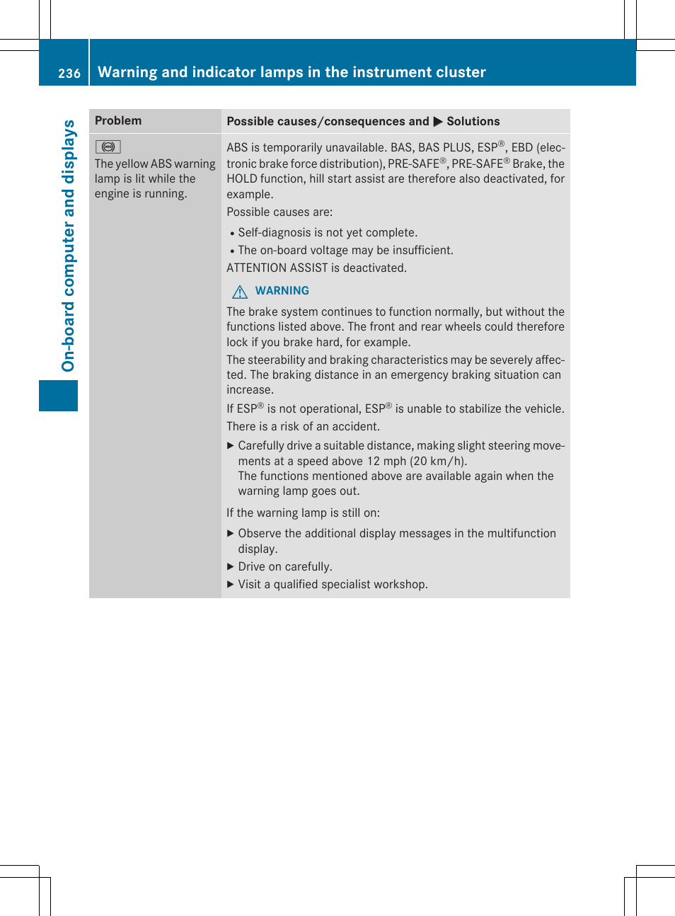 On-board computer and displays | Mercedes-Benz C-Coupe 2015 Owners Manual User Manual | Page 238 / 354