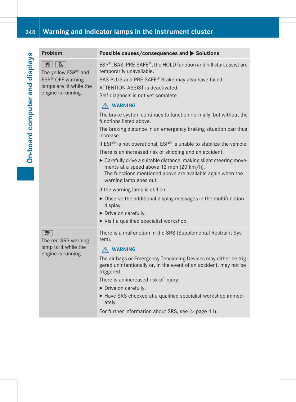 On-board computer and display s | Mercedes-Benz C-Coupe 2015 Owners Manual User Manual | Page 242 / 354