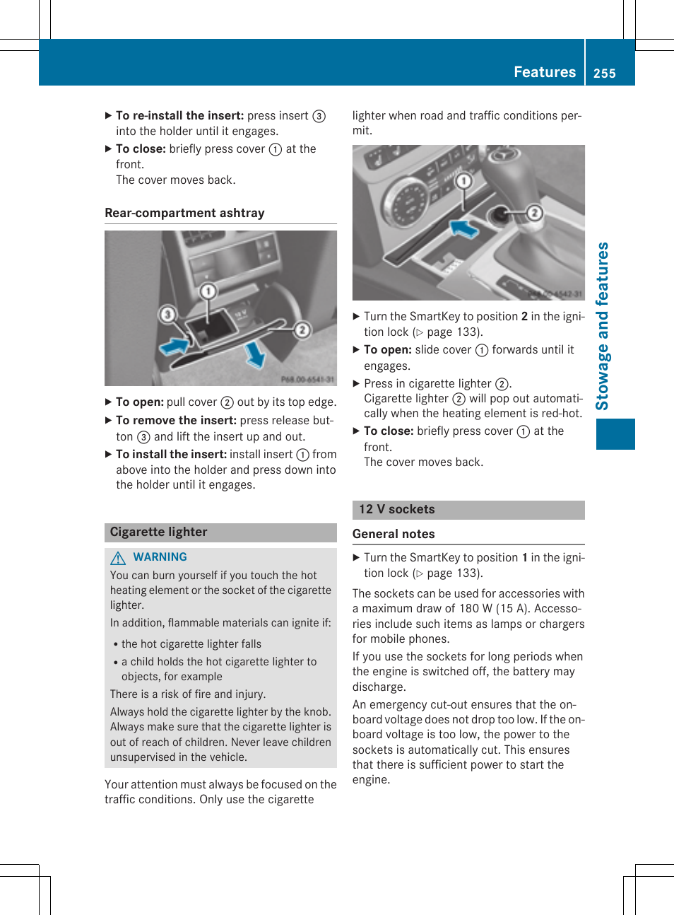 St owag e an d fea ture s, Features | Mercedes-Benz C-Coupe 2015 Owners Manual User Manual | Page 257 / 354