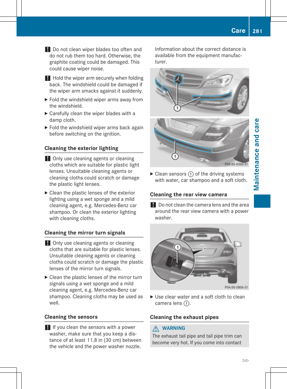 Maintenance and care, Care | Mercedes-Benz C-Coupe 2015 Owners Manual User Manual | Page 283 / 354