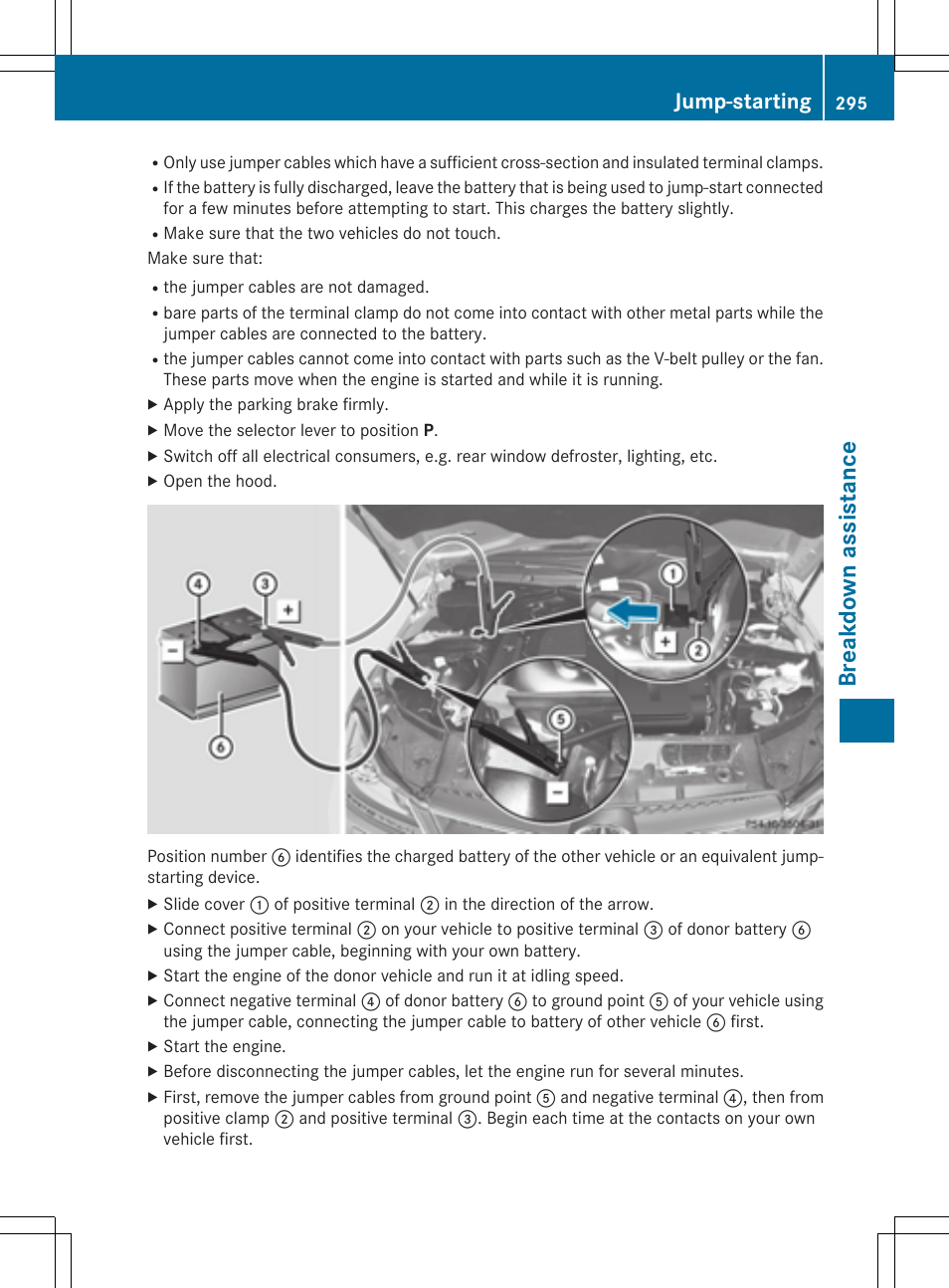 Breakdown assistance, Jump-starting | Mercedes-Benz C-Coupe 2015 Owners Manual User Manual | Page 297 / 354