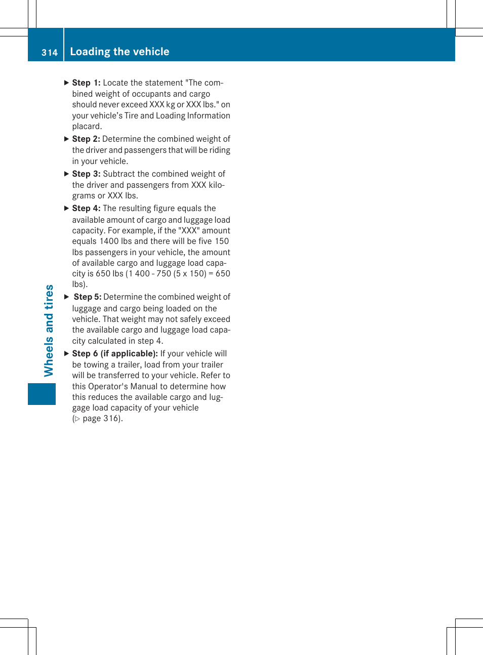 Wheels and tires, Loading the vehicle | Mercedes-Benz C-Coupe 2015 Owners Manual User Manual | Page 316 / 354