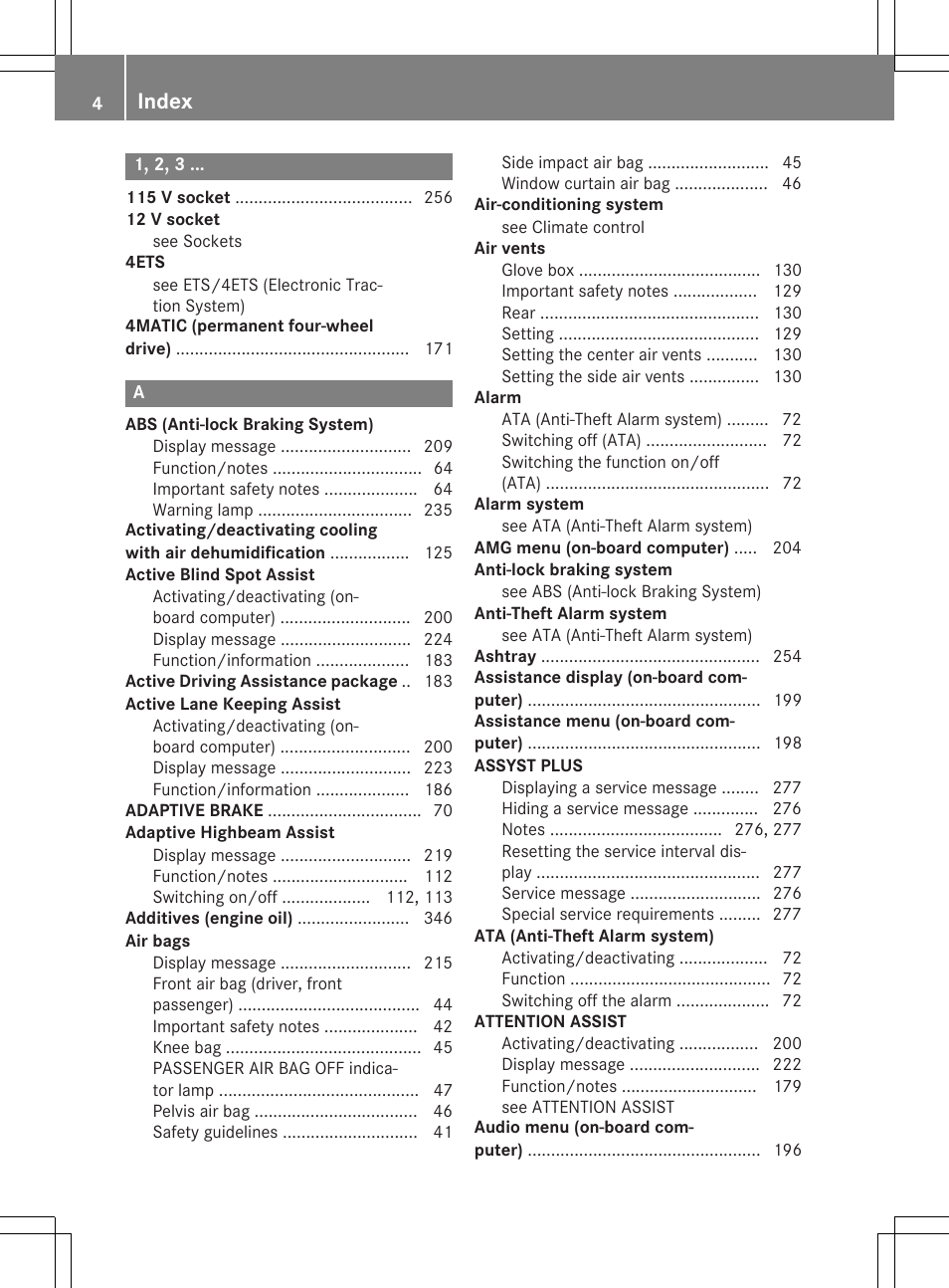 Index | Mercedes-Benz C-Coupe 2015 Owners Manual User Manual | Page 6 / 354