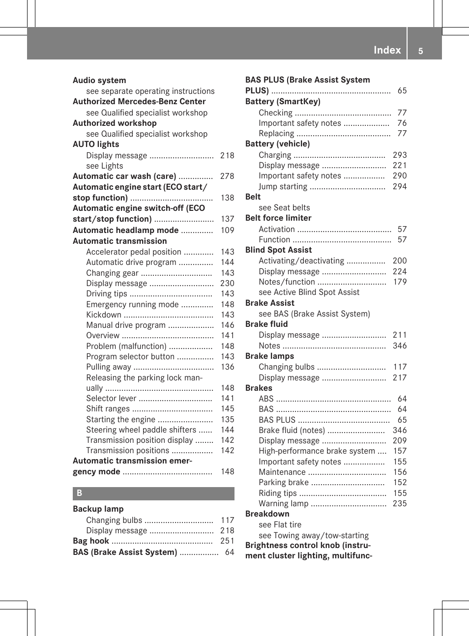 Index | Mercedes-Benz C-Coupe 2015 Owners Manual User Manual | Page 7 / 354