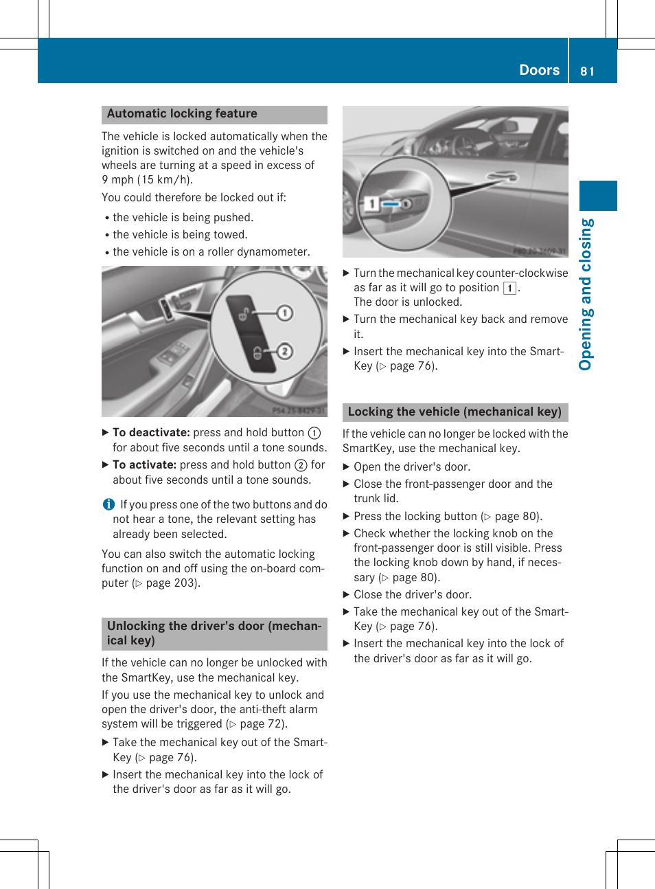 Op ening and closing, Doors | Mercedes-Benz C-Coupe 2015 Owners Manual User Manual | Page 83 / 354