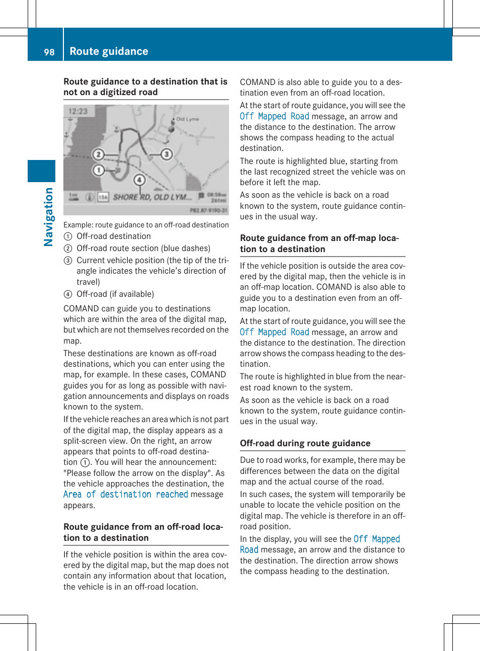 Navig atio n, Route guidance | Mercedes-Benz CLA-Class 2014 COMAND Manual User Manual | Page 100 / 270
