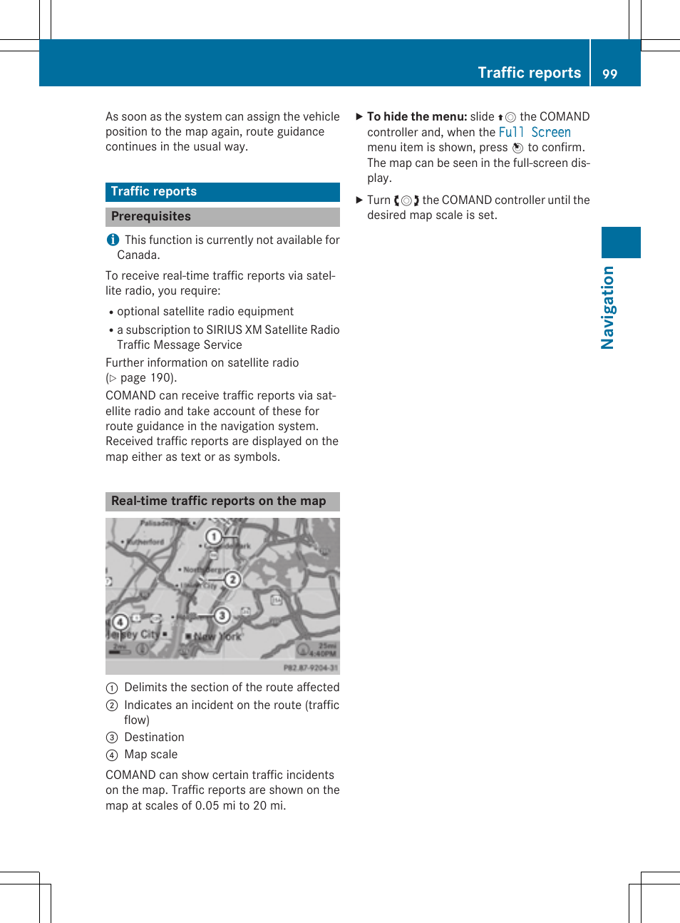 Navi gati on, Traffic reports | Mercedes-Benz CLA-Class 2014 COMAND Manual User Manual | Page 101 / 270