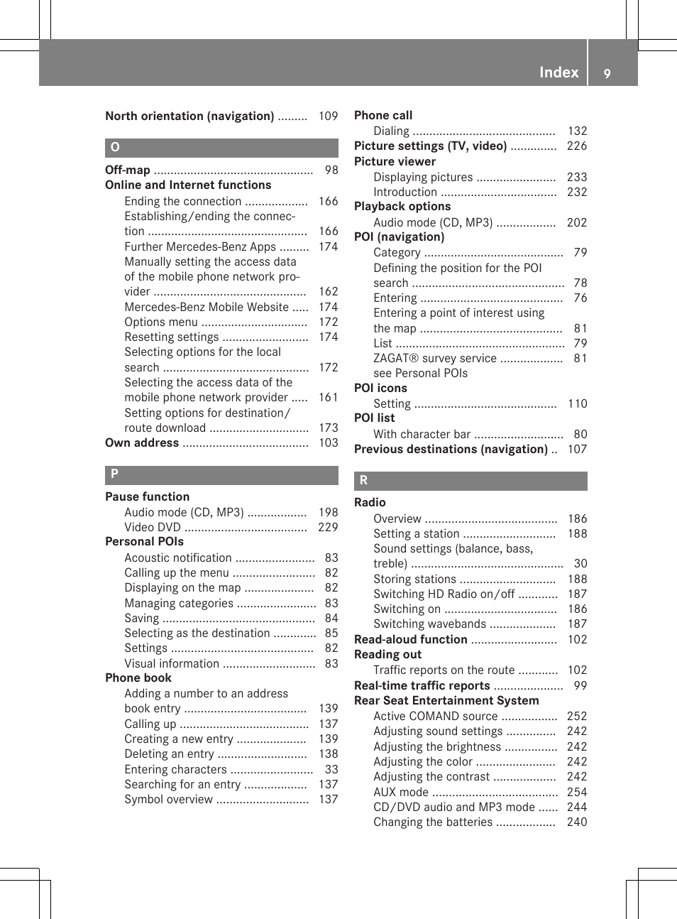 Index | Mercedes-Benz CLA-Class 2014 COMAND Manual User Manual | Page 11 / 270