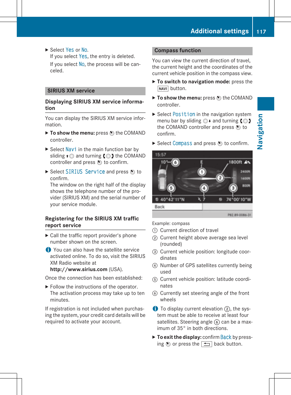 Navig atio n, Additional settings | Mercedes-Benz CLA-Class 2014 COMAND Manual User Manual | Page 119 / 270