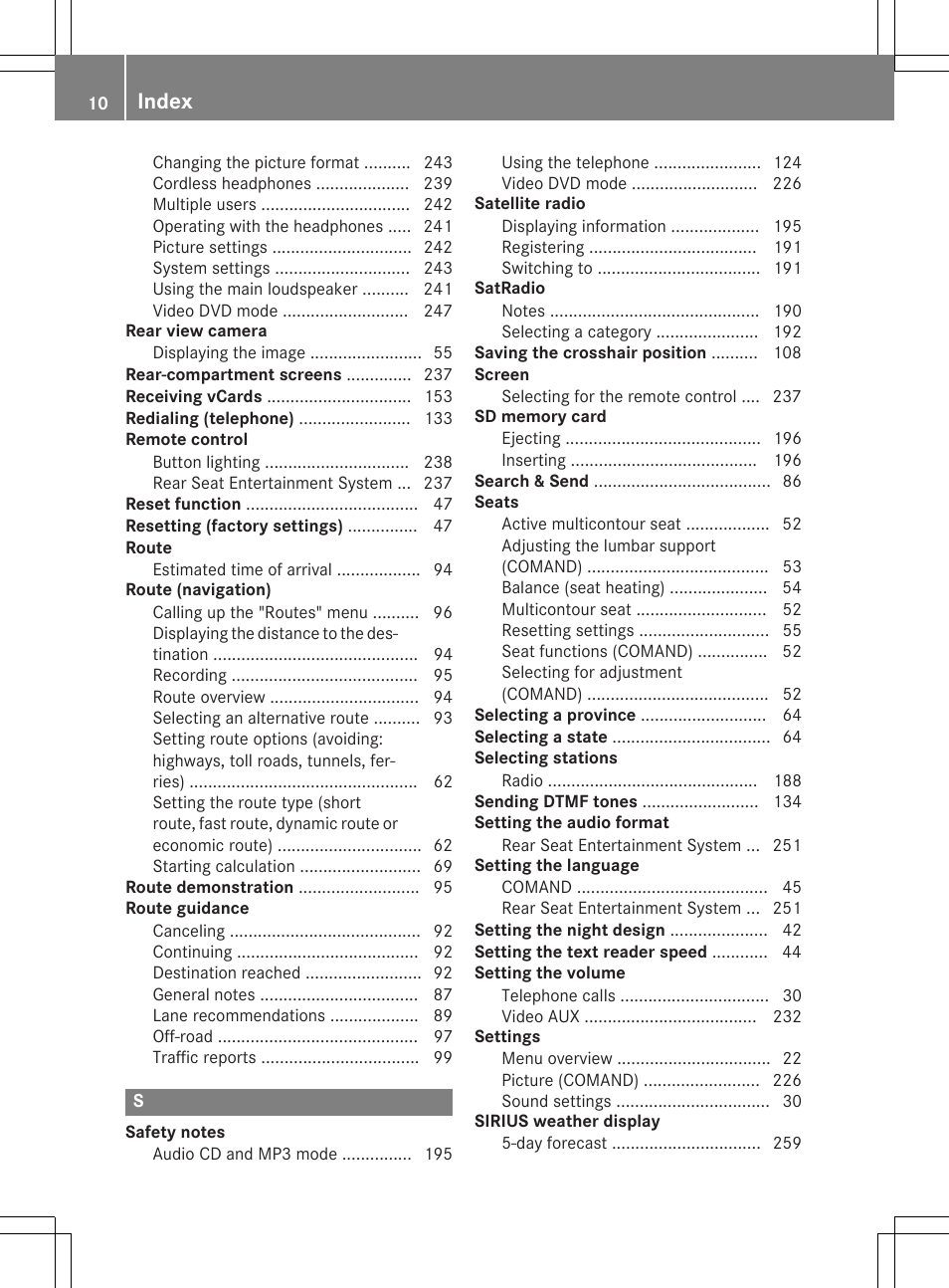Index | Mercedes-Benz CLA-Class 2014 COMAND Manual User Manual | Page 12 / 270